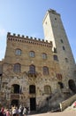 Palazzo Comunale Building facade from the Medieval San Gimignano hilltop town. Tuscany region. Italy Royalty Free Stock Photo