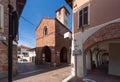 Palazzo della Credenza with the clock tower in Caramagna Piemonte Italy