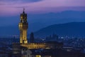 Palazzo della signoria in Florence night view panorama Royalty Free Stock Photo
