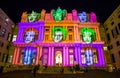Palazzo Ducale, show dedicated to Andy Warhol event exposure in Genoa, Italy. The projection represents the face of Marilyn Monroe Royalty Free Stock Photo