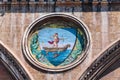 Italy. Bari. Palazzo Fizzarotti. Polychrome mosaic medallion representing the ancient coat arms of the town of Bari