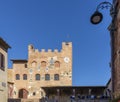 The Palazzo Pretorio or dei Vicari in the historic center of Certaldo Alto, in the province of Florence, Italy, on a sunny day Royalty Free Stock Photo