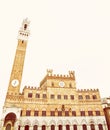 Palazzo Pubblico - town hall in Siena, Tuscany, Italy, yellow filter Royalty Free Stock Photo