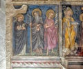 Fresco by Ottaviano Nelli, with figures of saints, in the trinci palace of Foligno, Umbria,