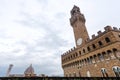 Palazzo Vecchio and Cathedral dome in rain Royalty Free Stock Photo