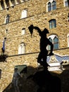 The Palazzo Vecchio in Florence, ITALY, view from the Loggia Lanzi with the sculpture "Perseus with Medusa's Head"