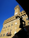 The Palazzo Vecchio in Florence, ITALY, view from the Loggia Lanzi with the sculpture "Perseus with Medusa's Head"