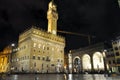 The Palazzo Vecchio at night in Florence, Italy. Royalty Free Stock Photo