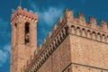 Ancient medieval palace Palazzo Vecchio of Florence with tower and crenellation.