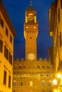 Palazzo Vecchio in the Piazza della Signoria at night in Florence, Italy Royalty Free Stock Photo