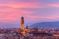 Palazzo Vecchio at sunset in Florence, Italy Royalty Free Stock Photo