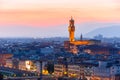 Palazzo Vecchio at sunset in Florence, Italy Royalty Free Stock Photo