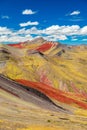 Palccoyo rainbow mountain Vinicunca alternative, mineral colorful stripes in Andean valley, Cusco, Peru, South America Royalty Free Stock Photo