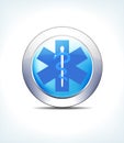 Pale Blue Button Medical Sign, Caduceus, Healthcare & Pharmaceutical Icon, Symbol Royalty Free Stock Photo