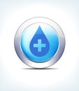 Pale Blue Button Medicine with Medical Cross, Healthcare & Pharmaceutical Icon, Symbol Royalty Free Stock Photo