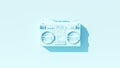 Pale Blue Vintage 80\'s Style Boombox Hi Fi Portable Cassette Player Stereo Speakers Blue Background Royalty Free Stock Photo