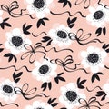 Pale color abstract rose flowers seamless pattern.