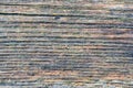 Pale faded brown and cool blue reclaimed pine wood surface with aged boards lined up. Weathered wooden planks on a wall Royalty Free Stock Photo