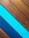 Pale faded brown and cool blue reclaimed wood surface with aged boards lined up. Wooden planks Royalty Free Stock Photo