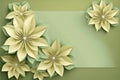 Pale Green Color Background With A Large Empty Space In The Center, Silhouettes Of Beautiful Origami Flowers On The Edges.