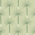 Pale green dandelion silhouettes ornament seamless pattern. Grey background. Meadow flower print Royalty Free Stock Photo