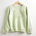 Pale Green Leaf Print Sweatshirt - Detailed Feather Rendering Design Royalty Free Stock Photo