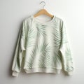 Pale Green Palm Leaf Print Sweatshirt - Studio Catalog Photograph