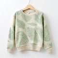 Pale Green Palm Leaf Sweatshirt - Henritte Ronner-knip Style