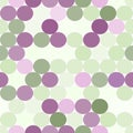 Pale green and purple vector seamless pattern with circles. Royalty Free Stock Photo