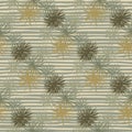Pale ocean seamless pattern with sea urchin silhouettes. Abstract shapes in brown and grey tones on stripped background Royalty Free Stock Photo