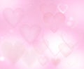 Pale pink background with hearts and blur
