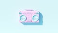 Pale Pink Blue Vintage 80\'s Style Boombox Hi Fi Portable Cassette Player Stereo Speakers Blue Background Royalty Free Stock Photo