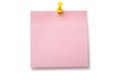 Pale pink sticker on yellow thumbtack