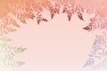 Pale Salmon Light Pink Background Silhouettes Leafy Branches Postcard. Generative AI