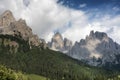 The Pale of San Martino group view from San Martino di Castrozza. Summer in the Dolomites. Italy