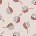 Pale seamless food pattern with apples. Cartoon fruit elements on light background. Pastel palette Royalty Free Stock Photo