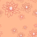 Pale seamless pattern with delicate magnolia flowers on a creamy-pink.