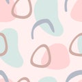Pale seamless pattern with scattered abstract shapes. Simple print.