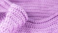 Pale soft violet purple pink knitted wool texture. Close up wool background. Warm and cozy. Blurred delicate background,16:9 Royalty Free Stock Photo