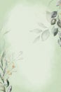 Pale springtime leaves - botanical design banner. Floral pastel watercolor border frame