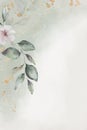 Pale springtime leaves and flowers- botanical design banner. Floral pastel watercolor border frame