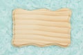 Pale teal rose plush fabric with wood plaque background