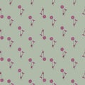 Pale tones seamless pattern with vintage little pink anemone flowers ornament. Blue background