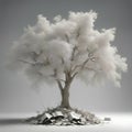 pale tree watered with waste