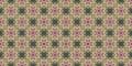 Background seamless pattern from the floral figures pale green, yellow and pink colored. Geometric design template with symmetric Royalty Free Stock Photo