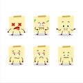 Pale yellow sticky notes cartoon character with nope expression