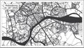 Palembang Indonesia City Map in Black and White Color. Outline Map