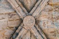 Palencia, Spain - August 21, 2021. Ceiling of the Cloister of the Santa Maria la Real monastery, Aguilar de Campoo, Palencia,