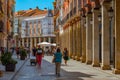 Palencia, Spain, June 7, 2022: Calle Mayor Principal in the hist