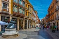 Palencia, Spain, June 7, 2022: Calle Mayor Principal in the hist